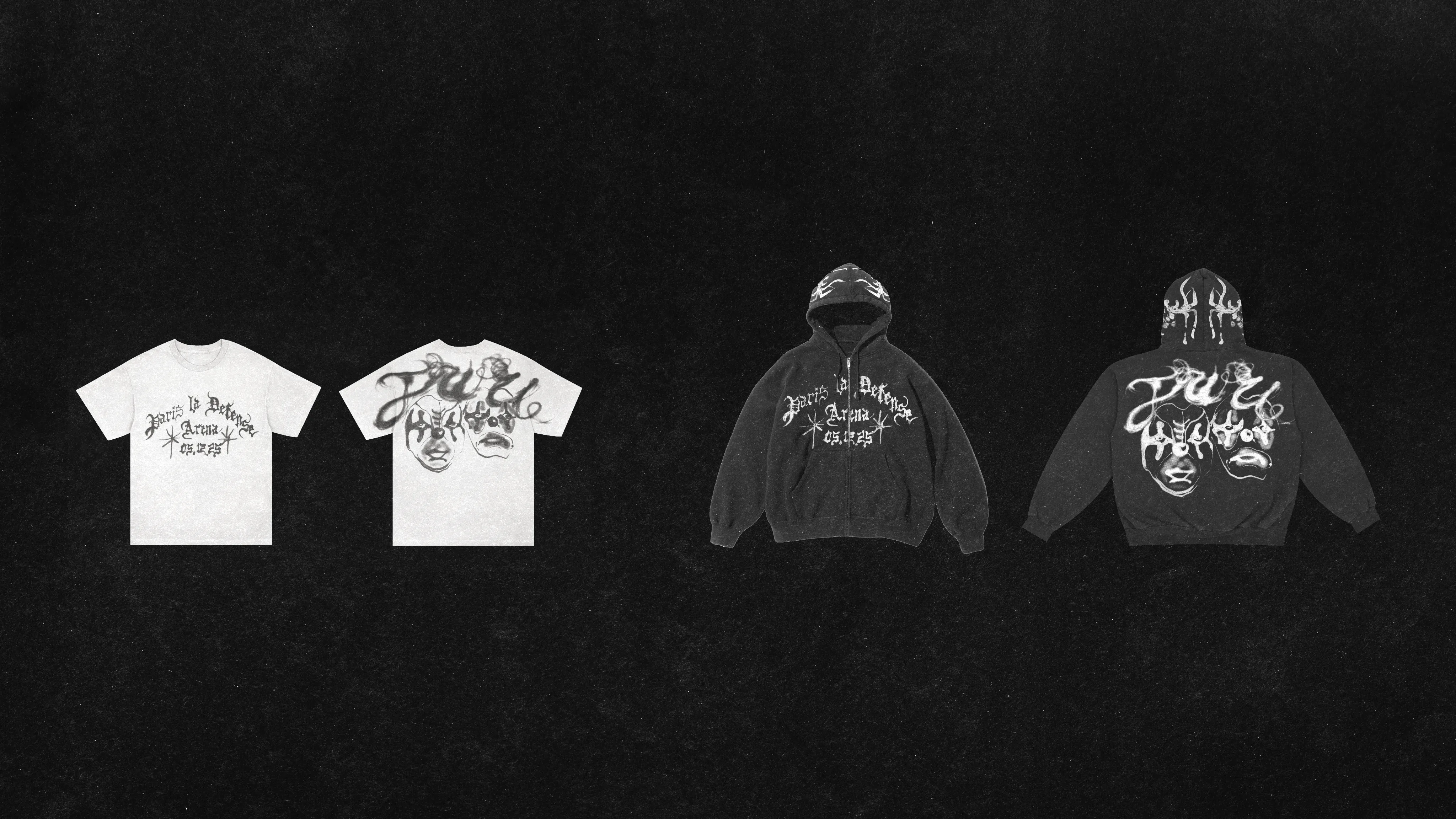 Sélection de pièces Mania sur fond noir.